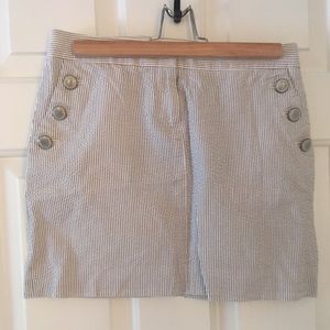 J Crew Blue & White Seersucker Mini Skirt